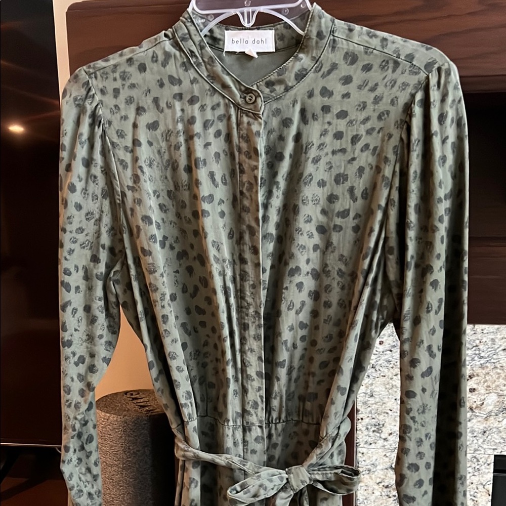 Bella Dahl Green Leopard Print Dress